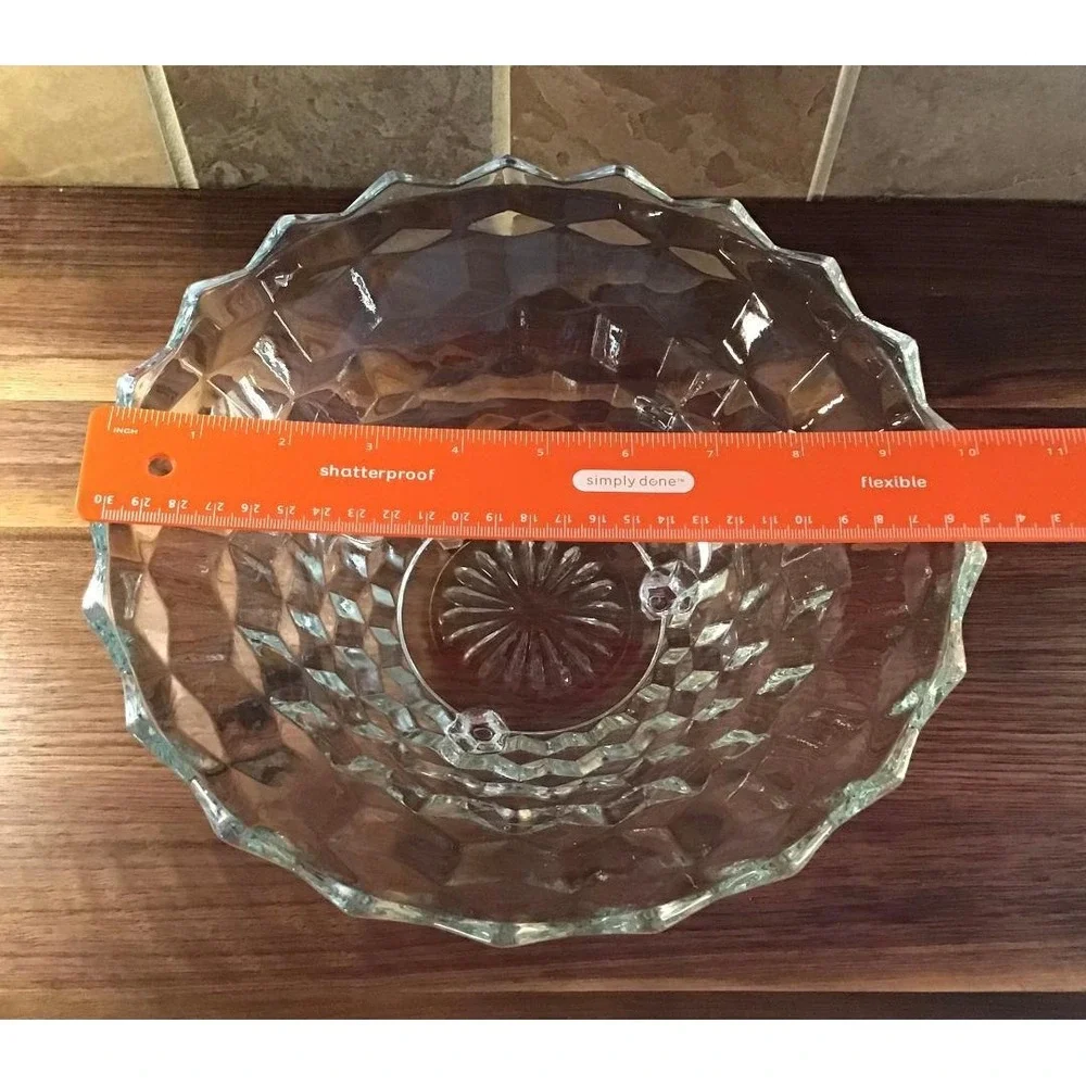 VTG Indiana Glass Whitehall‎ Pattern Cubist Glass Footed Bowl Sawtooth 10